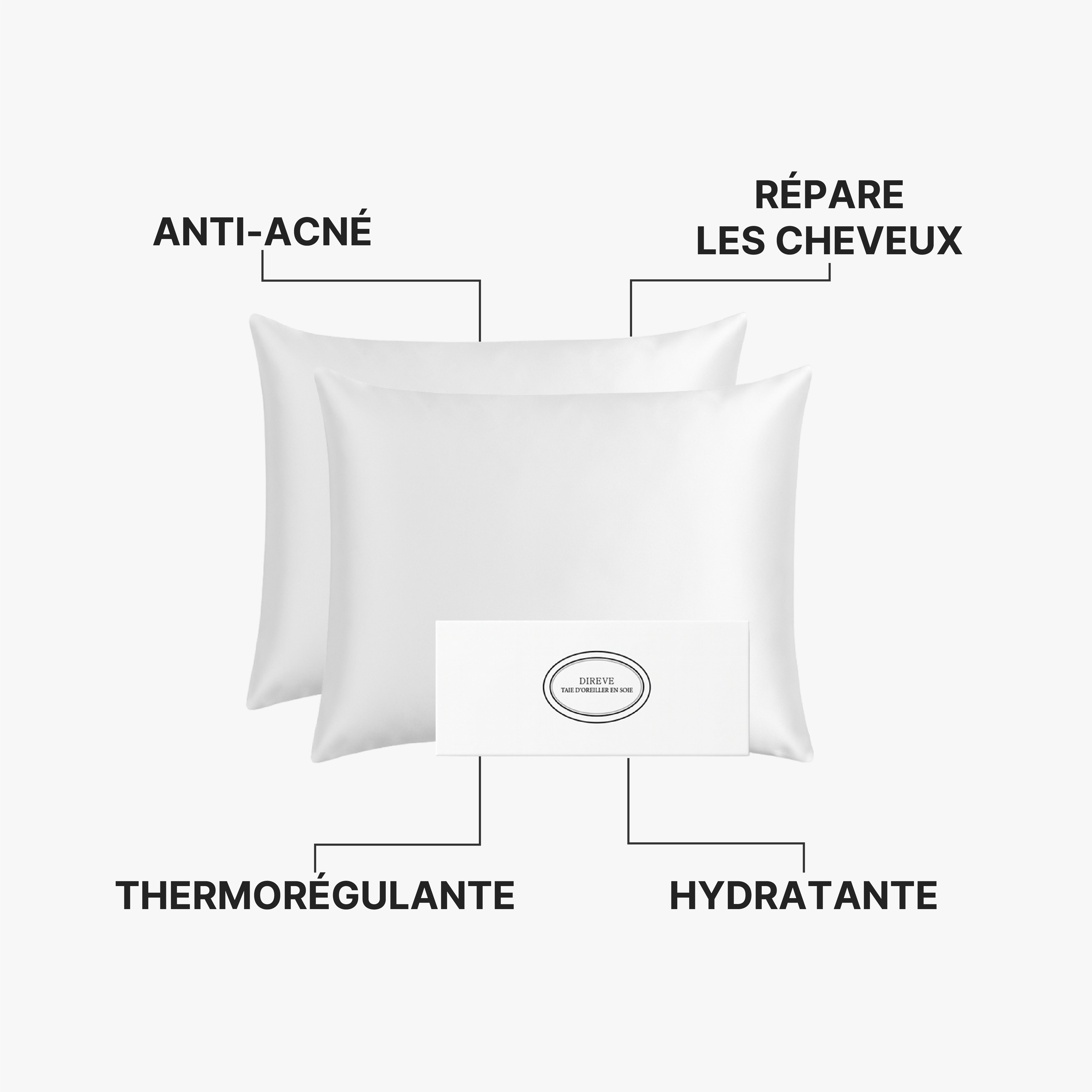 Pack de 2 Taies d'oreiller 100% Pure Soie